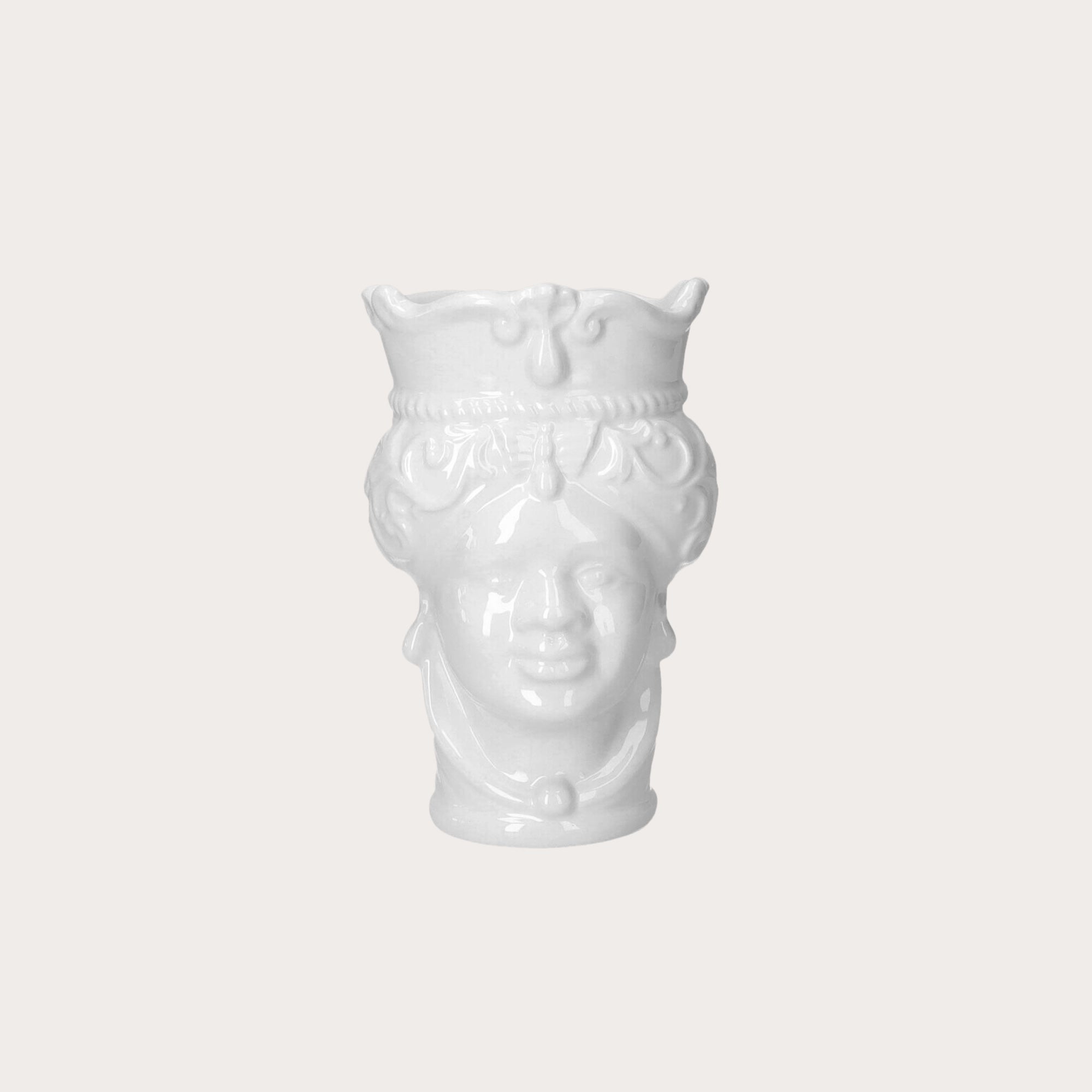 Moor's Head Vase in White Ceramic - Made in Italy