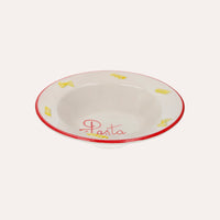 Piatto Fondo in Ceramica Artigianale con Bordo Rosso