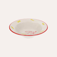Piatto Fondo in Ceramica Artigianale con Bordo Rosso