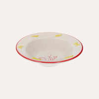 Piatto Fondo in Ceramica Artigianale con Bordo Rosso