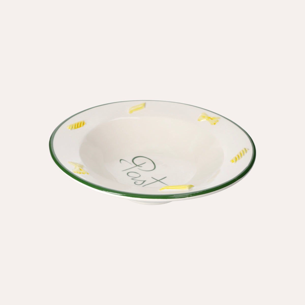 Piatto Fondo in Ceramica Artigianale con Bordo Verde
