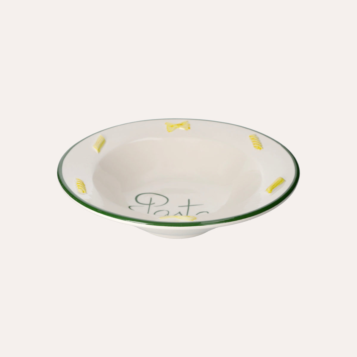 Piatto Fondo in Ceramica Artigianale con Bordo Verde