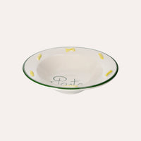 Piatto Fondo in Ceramica Artigianale con Bordo Verde