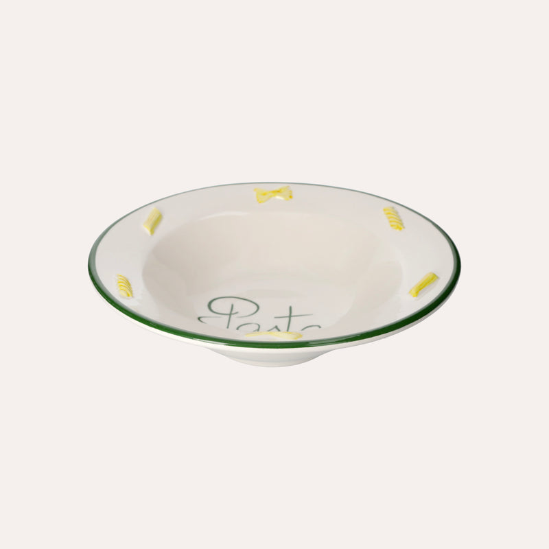 Piatto Fondo in Ceramica Artigianale con Bordo Verde