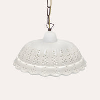 Lampadario a Sospensione Ceramica Bianca Traforata 32 cm - 100%made in Italy