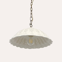 Lampadario a Sospensione Ceramica Bianca Traforata 32 cm - 100%made in Italy