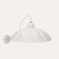 Lampadario Rustico in Ceramica Bianca Traforata 42 cm - Made in Italy