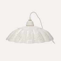 Lampadario Rustico in Ceramica Bianca Traforata 42 cm - Made in Italy