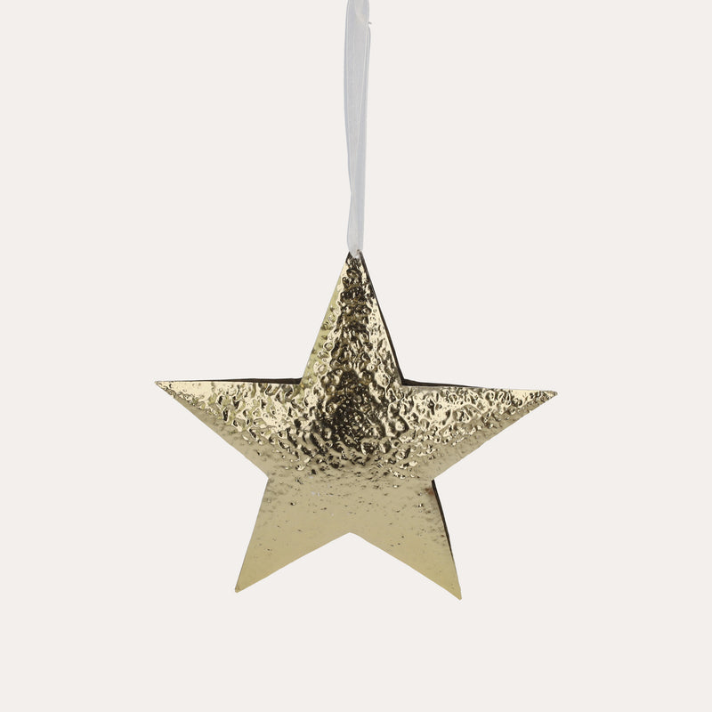 Decorazione Natalizia a Forma di Stella in Metallo, Finitura Oro