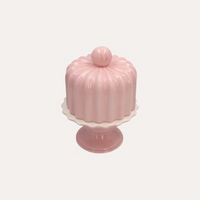 Alzata Decorativa in Ceramica con Coperchio – Rosa Lucido 24x17 cm