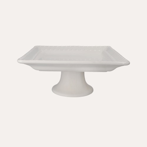 Alzata Quadrata Bianca in Ceramica