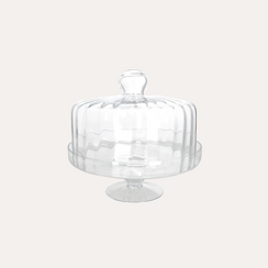 Tortiera in Vetro con Coperchio Trasparente H. 26 cm
