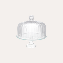 Tortiera in Vetro con Coperchio Trasparente H. 30 cm