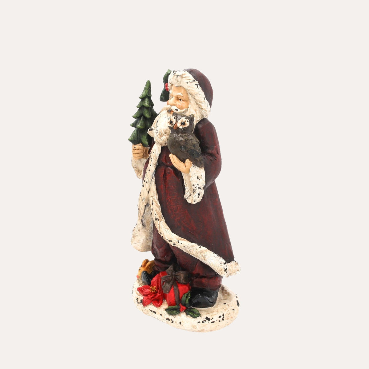 Papai Noel com Coruja em Resina Alt.36×22×13 cm - KeyHome Store