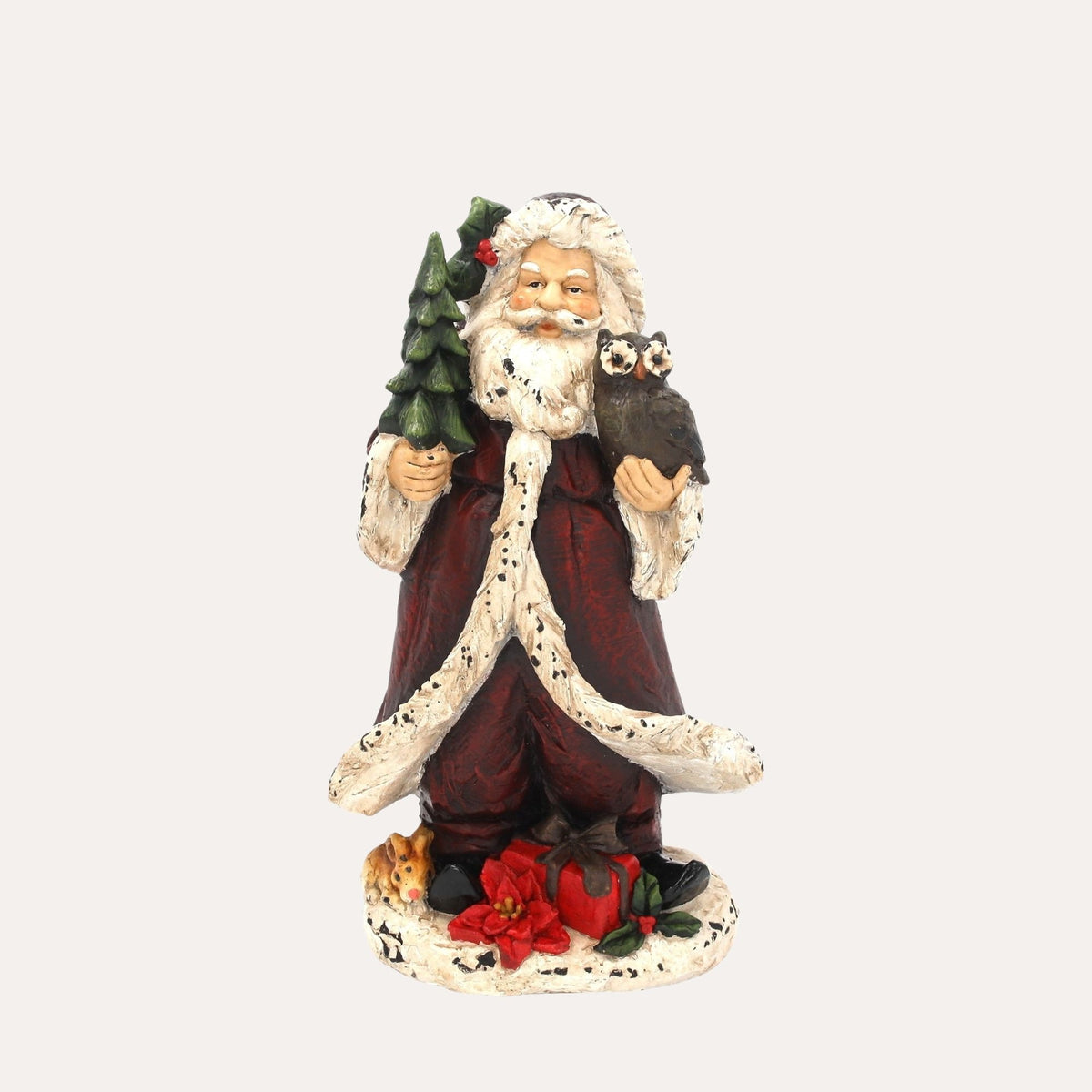 Papai Noel com Coruja em Resina Alt.36×22×13 cm - KeyHome Store