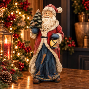 Babbo Natale con Lanterna in Resina H.47×22×15 cm - KeyHome Store