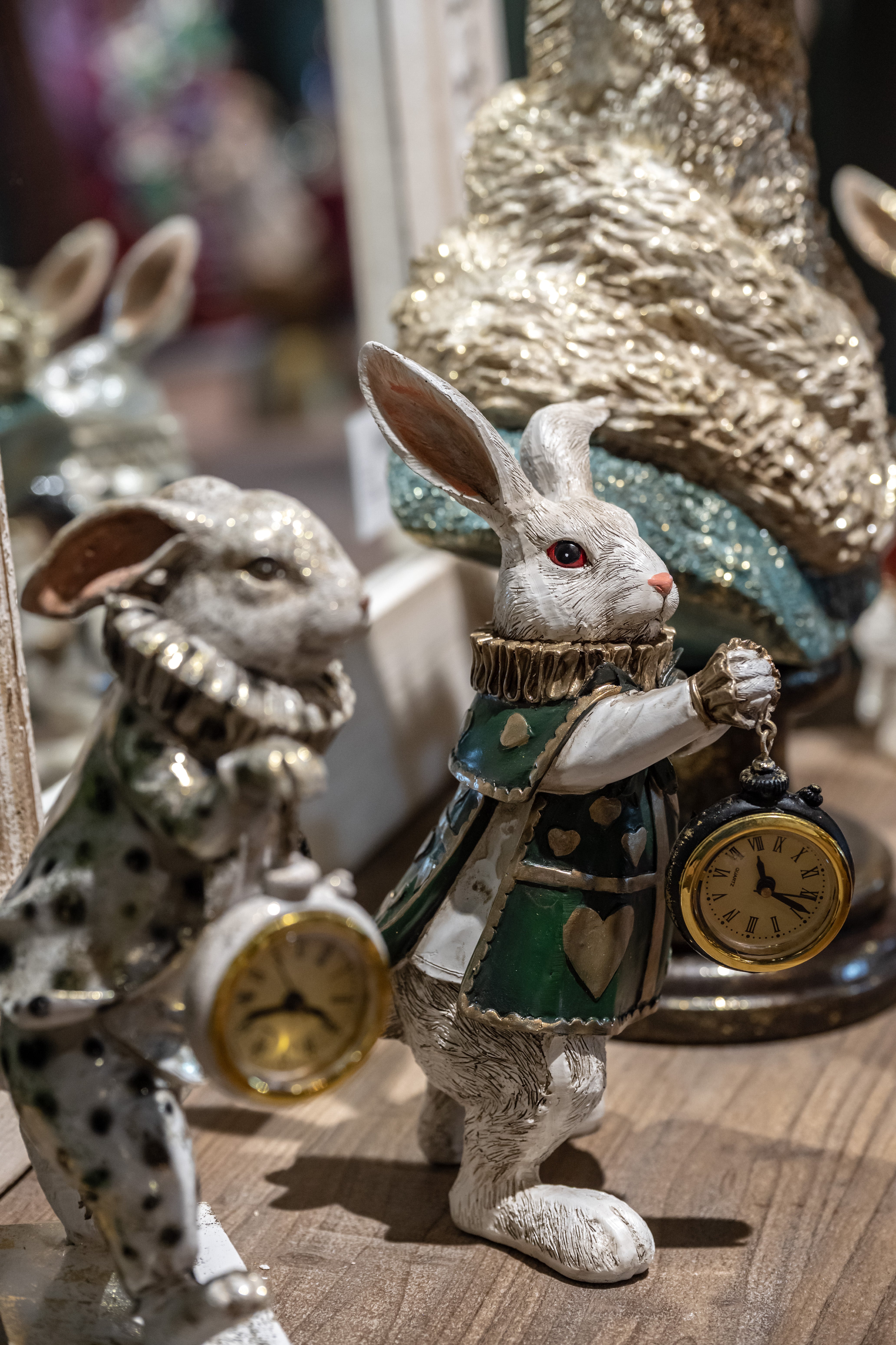 White Rabbit with Resin Clock