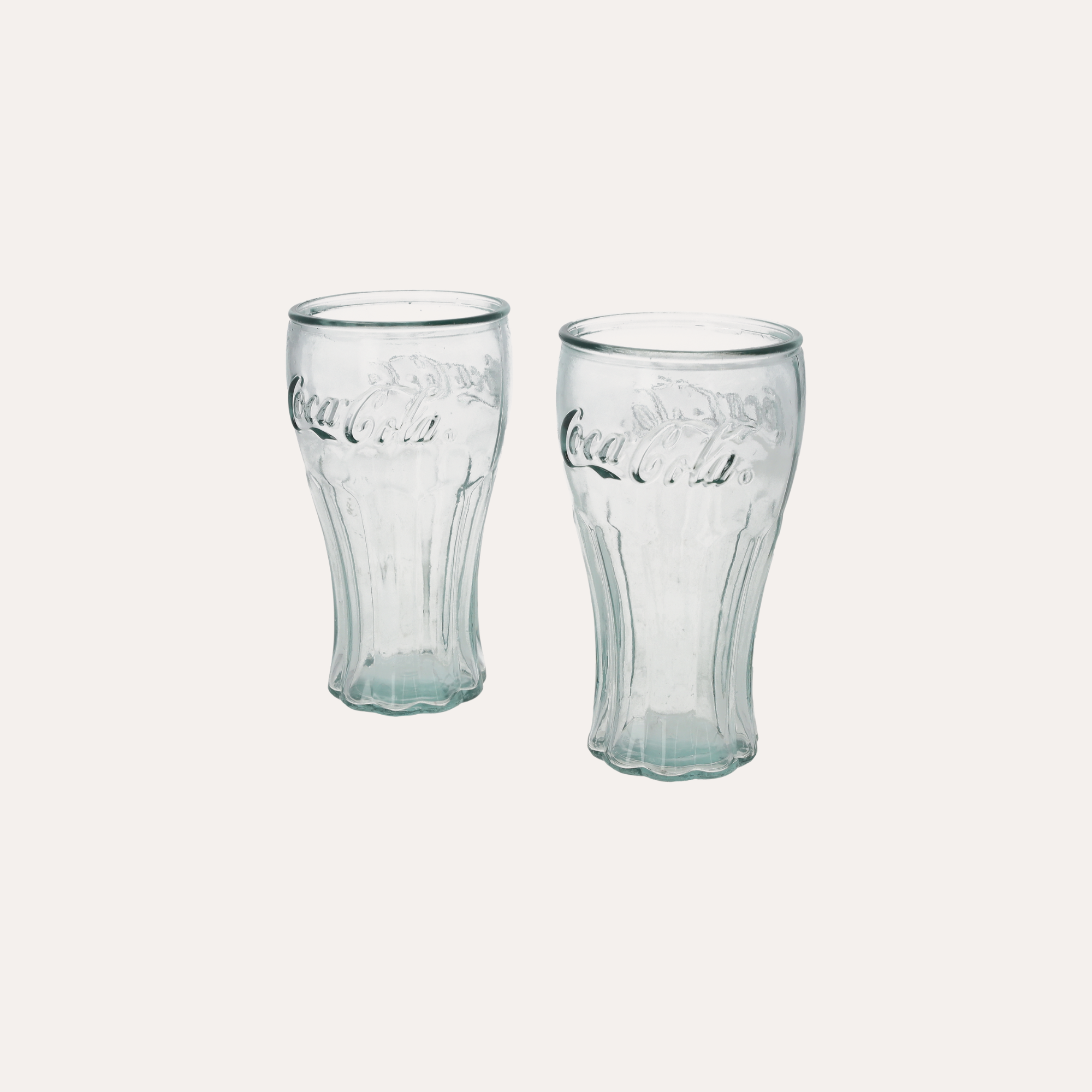 Set 2 Bicchieri in Vetro Stile Coca-Cola H16 cm Ø9 cm – Perfetti per Bibite e Cocktail