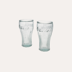 Set 2 Bicchieri in Vetro Stile Coca-Cola H16 cm Ø9 cm – Perfetti per Bibite e Cocktail