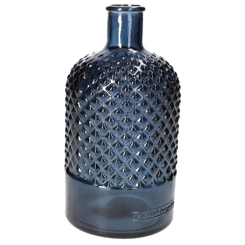 Bottiglia Decorativa Diamante in Vetro Riciclato Blu Cobalto