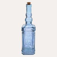 Bottiglia Decorativa Quadrata in Vetro con Tappo H.48 cm