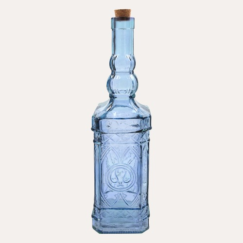Bottiglia Decorativa Quadrata in Vetro con Tappo H.48 cm