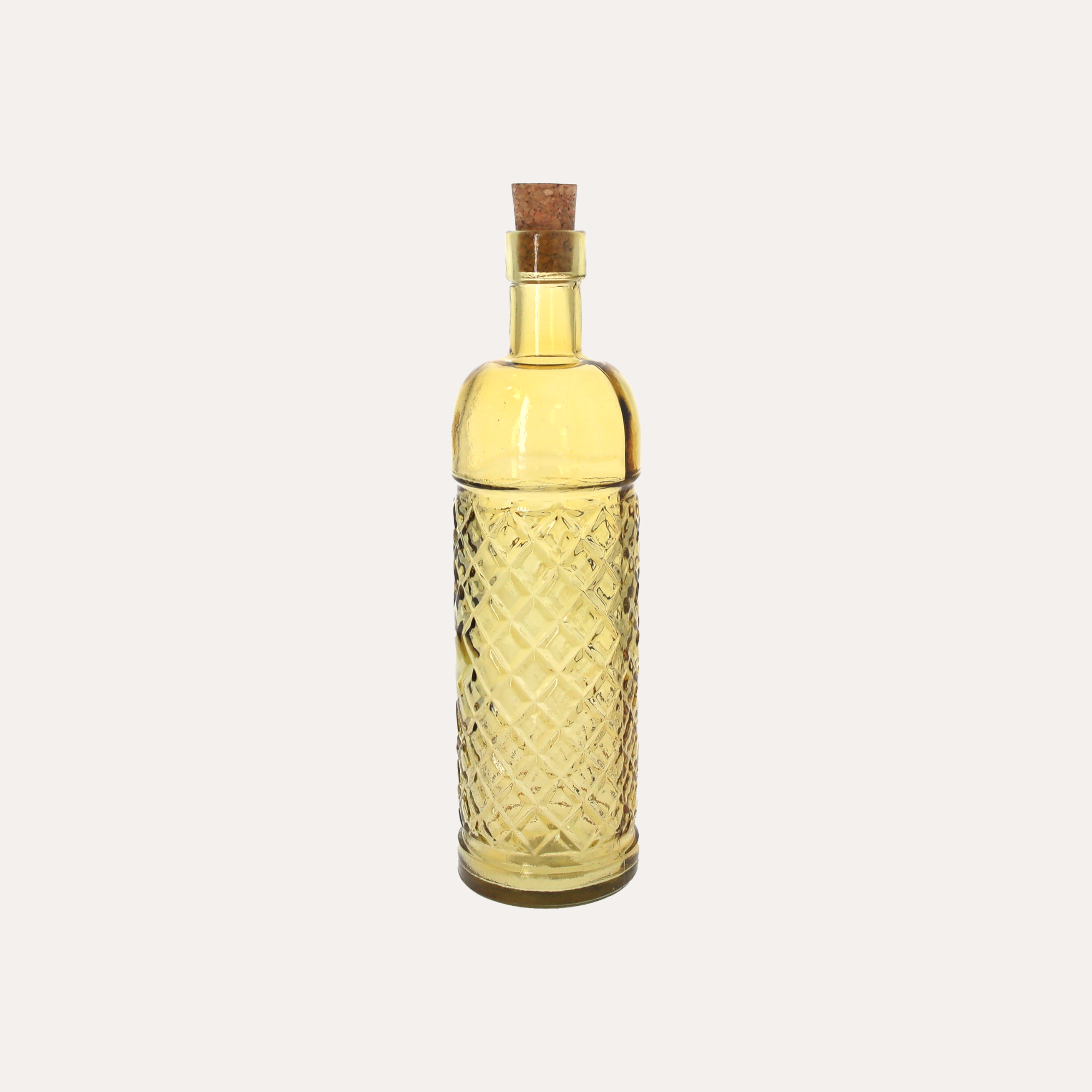 Gelbe Glasflasche mit Verschluss H.25x6,5 cm