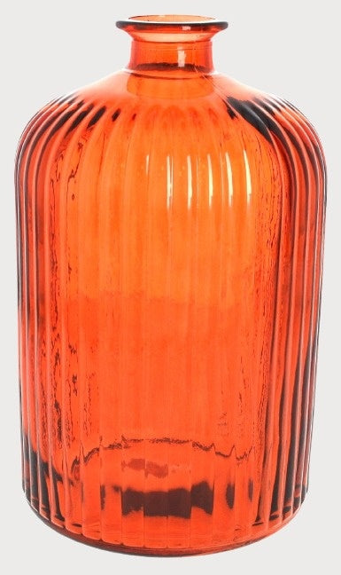 Bottiglia in Vetro Rigato (14x23cm) - Arancio