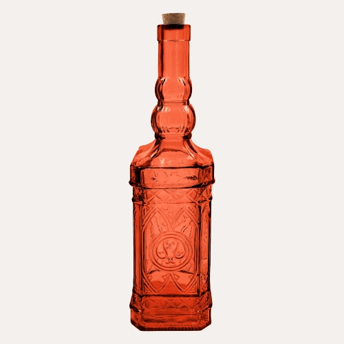 Bottiglia Decorativa Quadrata in Vetro con Tappo H.48 cm