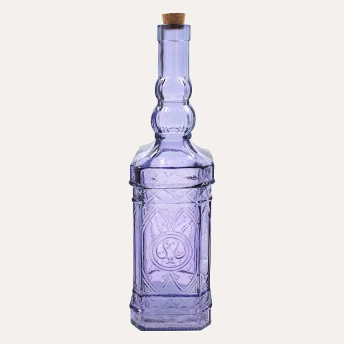 Bottiglia Decorativa Quadrata in Vetro con Tappo H.48 cm