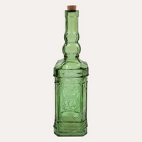 Bottiglia Decorativa Quadrata in Vetro con Tappo H.48 cm