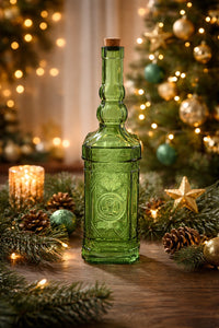 Bottiglia Decorativa Quadrata in Vetro con Tappo H.48 cm