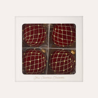 Set di 4 Palline di Natale in Vetro Rosse Vellutate