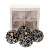 Set di 4 Palline di Natale in Vetro Nero Elegante