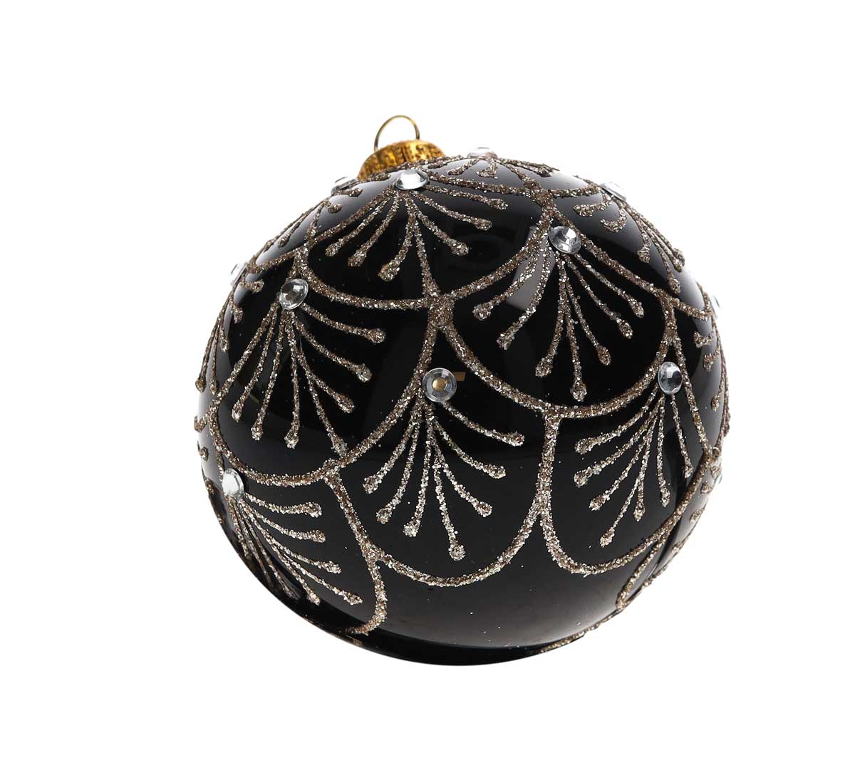 Set di 4 Palline di Natale in Vetro Nero Elegante