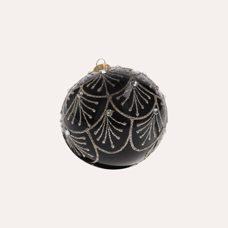 Set di 4 Palline di Natale in Vetro Nero Elegante