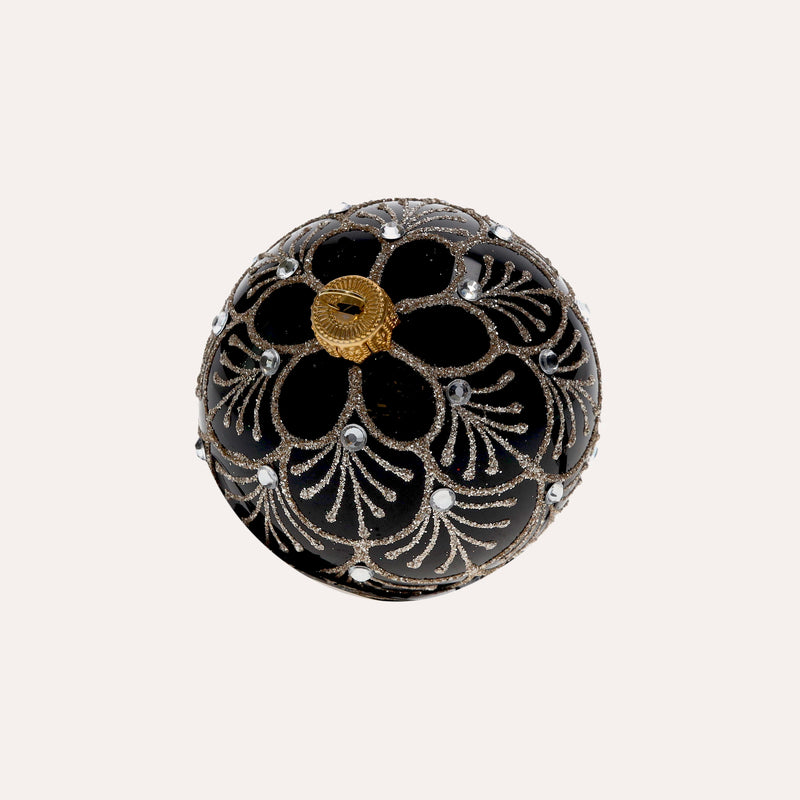 Set di 4 Palline di Natale in Vetro Nero Elegante