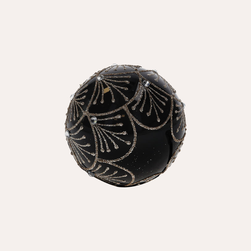 Set di 4 Palline di Natale in Vetro Nero Elegante
