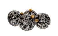 Set di 4 Palline di Natale in Vetro Nero Elegante