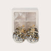 Set of 4 Transparent Glass Christmas Baubles with Black and Gold Decorations
