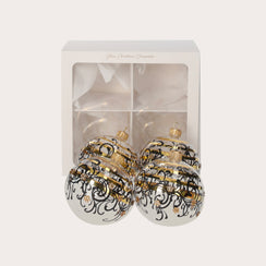 Set 4 Palline Natalizie in Vetro Trasparente Nero e Oro Ø.8 cm - KeyHome Store
