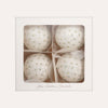 Set of 4 White Glass Baubles with Silver Decorations