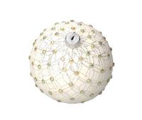 Set di 4 Palline in Vetro Bianco con Decorazioni Argentate