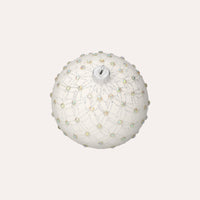 Set di 4 Palline in Vetro Bianco con Decorazioni Argentate
