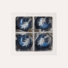 Set of 4 Blue Glass Baubles with Silver Details