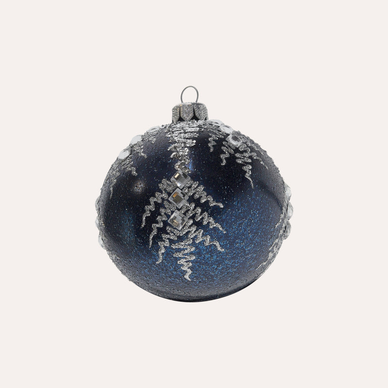 Set di 4 Palline in Vetro Blu Fatte a Mano Eleganti