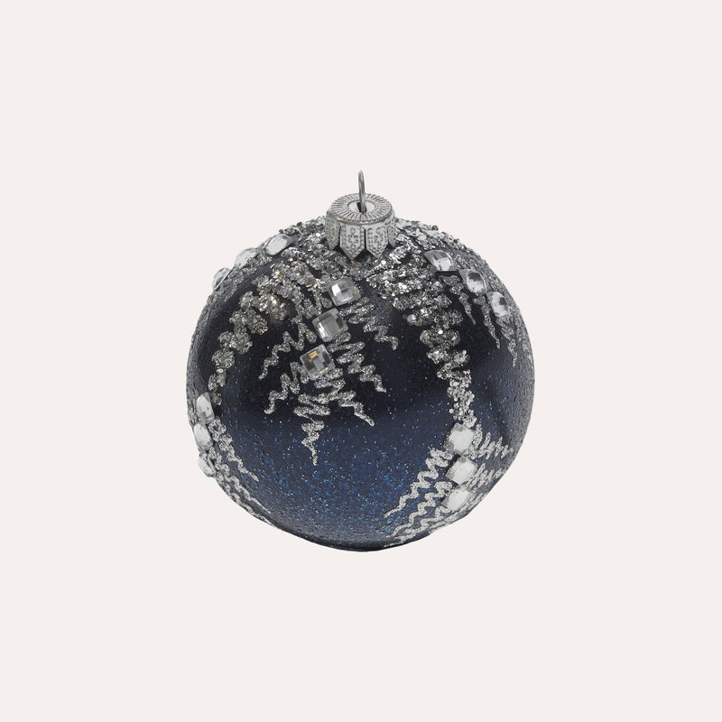 Set di 4 Palline in Vetro Blu Fatte a Mano Eleganti