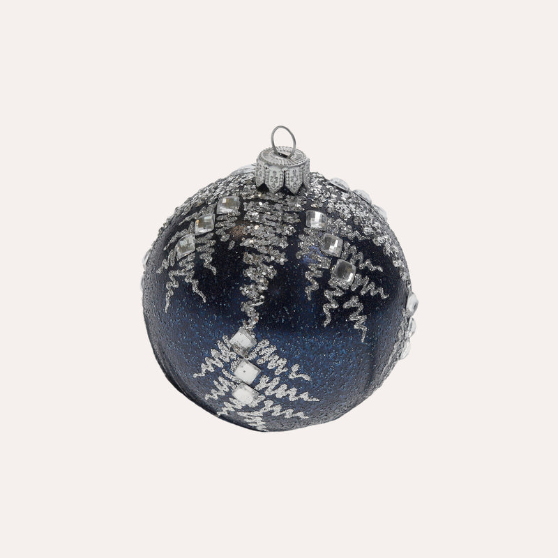 Set di 4 Palline in Vetro Blu Fatte a Mano Eleganti