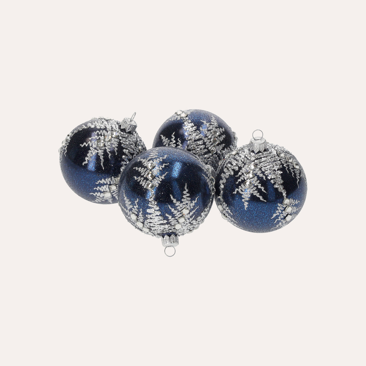 Set di 4 Palline in Vetro Blu Fatte a Mano Eleganti