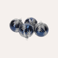 Set di 4 Palline in Vetro Blu Fatte a Mano Eleganti